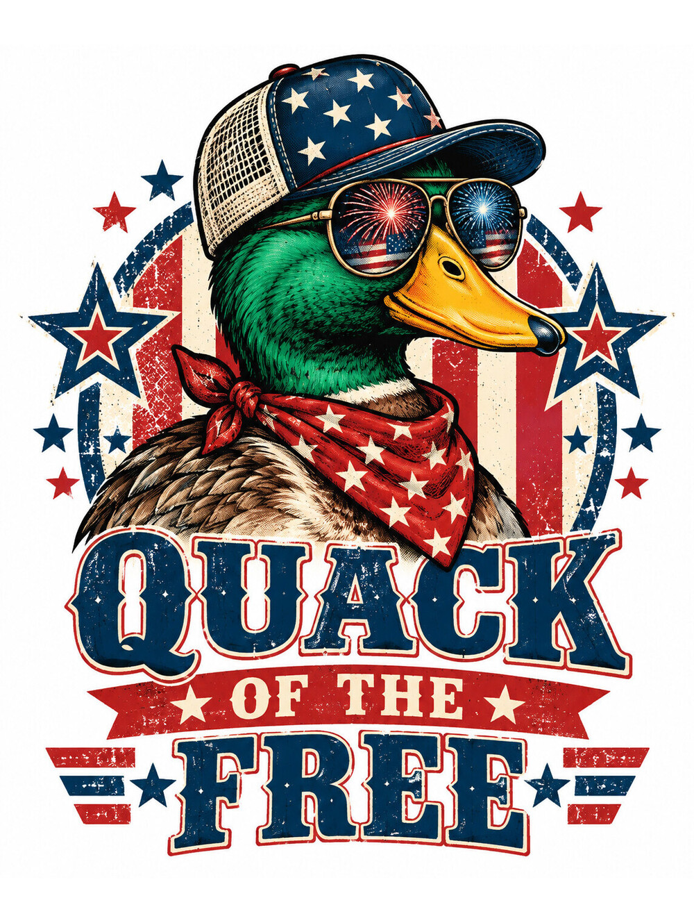 4Pcs Patriotic Duck DTF Transfers 10" Quack of the Free Heat Press Design